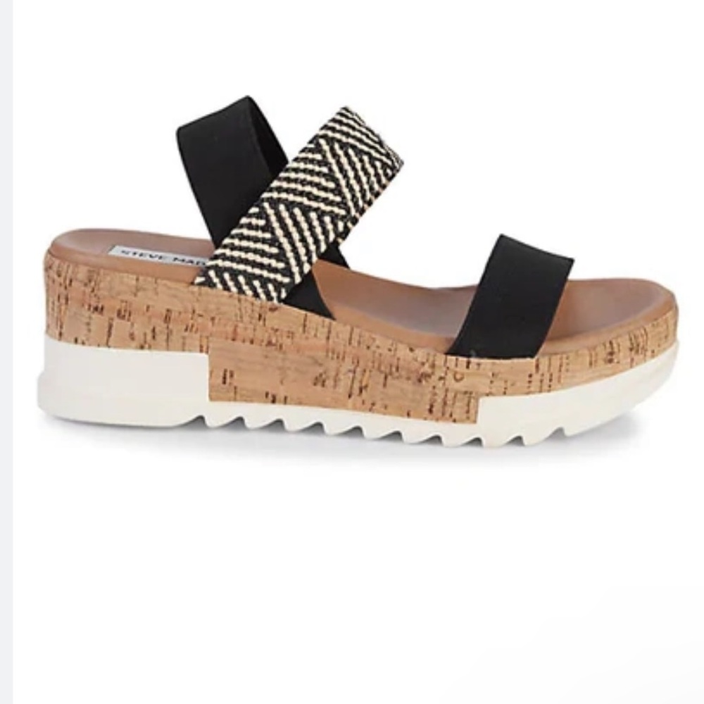 Steve Madden Black and White Wedges